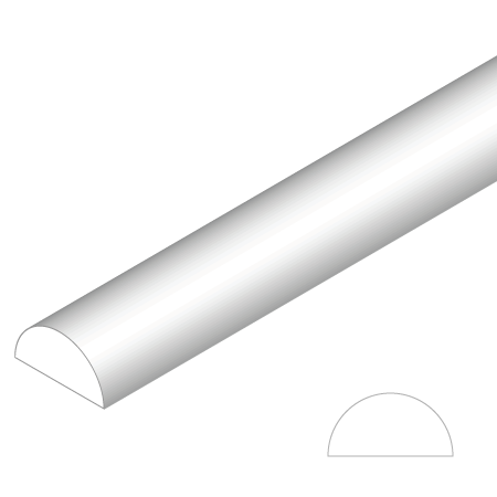 Plastruct Set of profiles in white polystyrene - half round