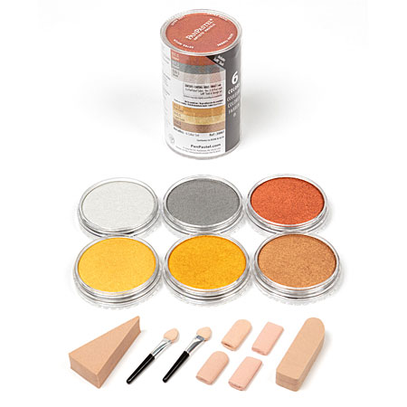 PanPastel Assortiment van pastels in napjes - 6 kleuren & toebehoren - metaalselectie