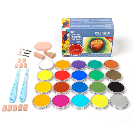 PanPastel Assortiment van pastels in napjes - 20 kleuren & toebehoren