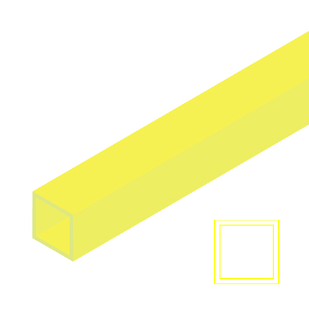 Raboesch Tube en styrène transparent - carré - 33cm - jaune