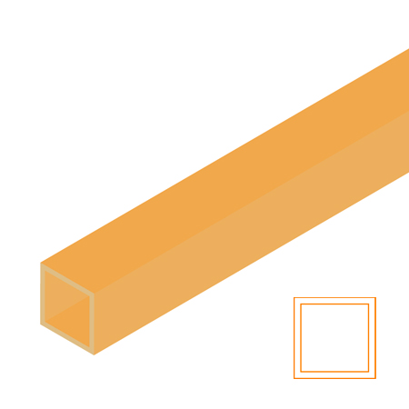 Raboesch Tube en styrène transparent - carré - 33cm - orange