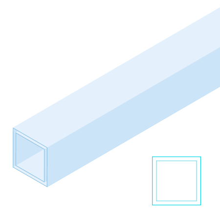Raboesch Tube en styrène transparent - carré - 33cm - incolore
