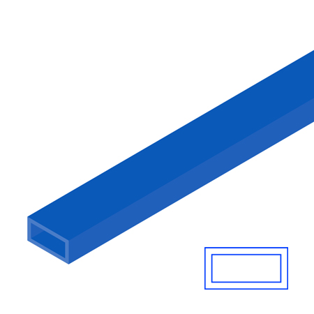 Raboesch Tube en styrène transparent - rectangle - 33cm - bleu