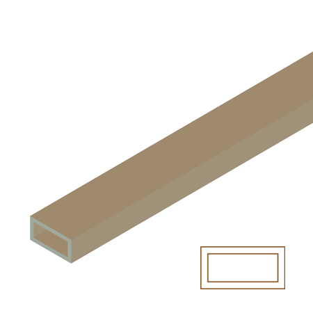 Raboesch Transparent styrene tube - rectangular - 33cm - brown