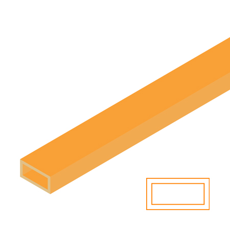 Raboesch Transparent styrene tube - rectangular - 33cm - orange