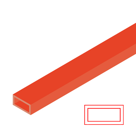 Raboesch Transparent styrene tube - rectangular - 33cm - red