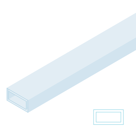 Raboesch Tube en styrène transparent - rectangle - 33cm - incolore