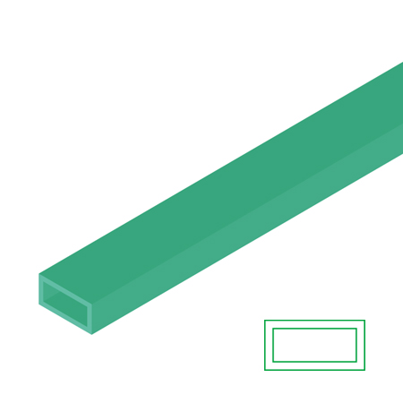 Raboesch Transparent styrene tube - rectangular - 33cm - green