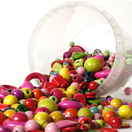 Rayher Boîte de perles en bois multicolores