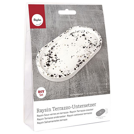 Rayher DIY Set - vormgietenkit - ovale schaal in raysin met terrazzo-effect
