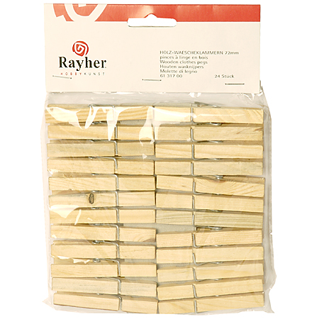 Rayher Bag of wooden clothespegs - 72mm