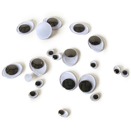 Rayher Bag of 10 moving eyes to stick - oval - black