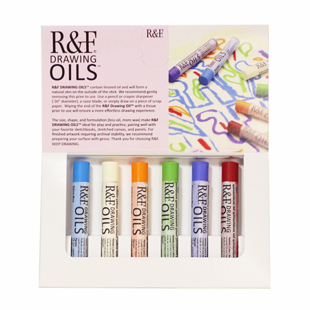 R&F Drawing Oil - 6 assorted oil sticks (12ml)