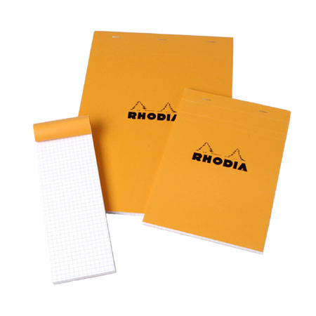 Rhodia Bloc Orange - agrafé en tête - 80 feuillets microperforés détachables - 80g/m² - quadrillé (5x5)