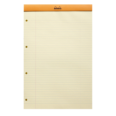 Rhodia Basics - geniet notitieblok - 80 gele geperforeerde vellen 80gr/m² - 21x31,8cm (A4+) - gelinieerd & met marge
