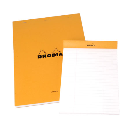 Rhodia Orange Pad - head stapled - 80 detachable microperforated sheets - 80g/m² - ruled with margin