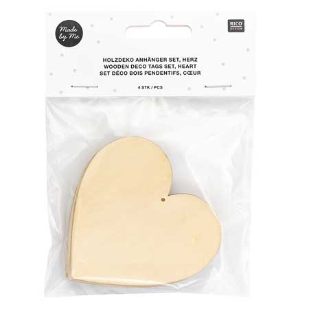 Rico Design Pack of 4 wooden pendants