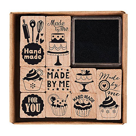 Rico Design Set of 9 stamps & 1 ink pad - 2x2cm/4x2cm - made by me