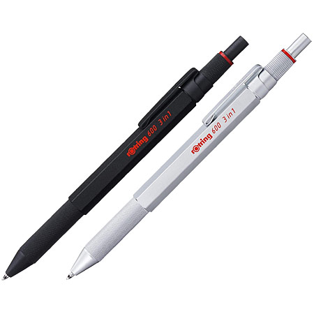 Argent chromé recharge noire pointe moyenne rOtring rOtring 600 Stylo bille 
