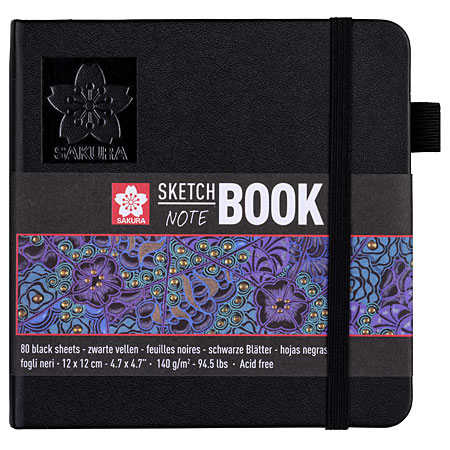 Sakura Sketch-Note Book - hard cover - 80 black sheets 140g/m²