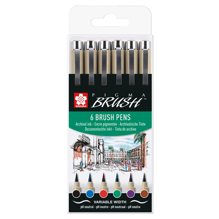 Sakura Pigma Brush - étui en plastique - assortiment de feutres pinceau