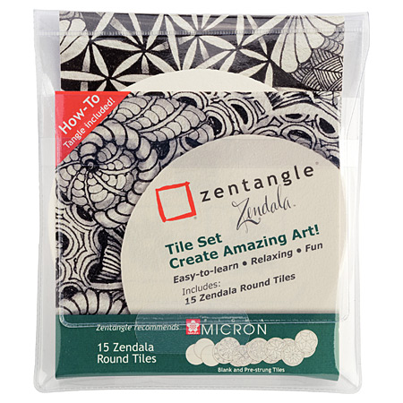 Sakura Zentangle Set Zendala - paquet de 15 feuillets ronds - 117mm - blanc