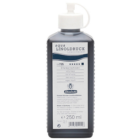 Schmincke Aqua Lino - drukinkt op waterbasis - flacon 250ml - ivoorzwart