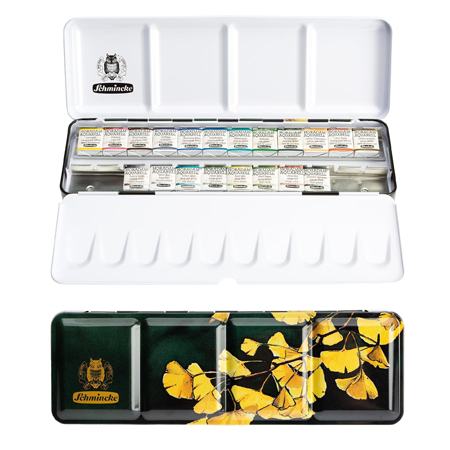 Schmincke Horadam Edition Ginkgo - aquarelle extra-fine - boîte en métal - 20 demi-godets