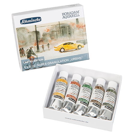 Schmincke Horadam - aquarelle extra-fine - couleurs super-granulantes - boîte en carton - set de 5 tubes 5ml - urban