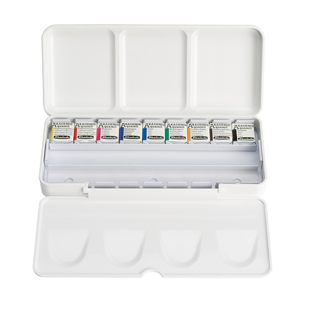 Schmincke Akademie Aquarell - fijne aquarelverf - plastic doos - 9 halve napjes & 9 leeg