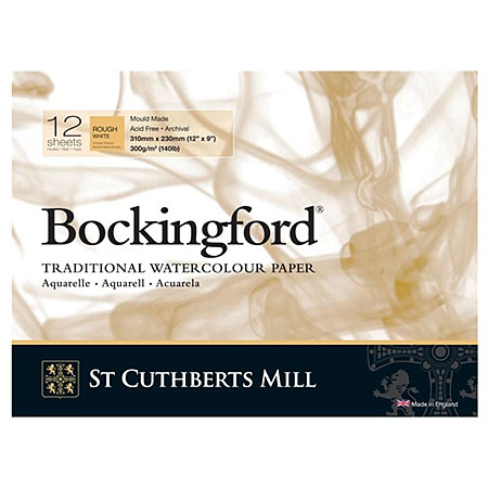 Bockingford Bloc aquarelle 12 feuilles - 300g/m² - collé 1 côté - grain torchon