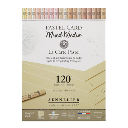 Sennelier La Carte Pastel - pastel & mixed media pad - 12 sheets 410g/m² - 18x24cm - fine grit