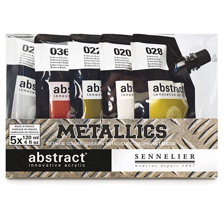 Sennelier Abstract - set of 5 assorted 120ml packs of fine acrylic - metallic colours