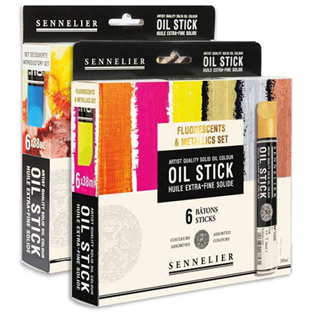 Sennelier Oil Stick - cardboard box - 6 assorted extra-fine oil sticks 38ml