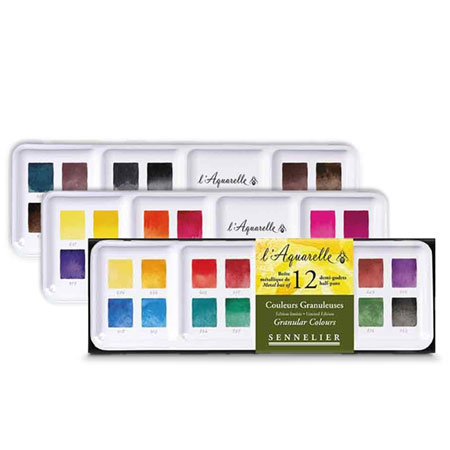 Sennelier L'aquarelle Edition Limitée - aquarelle extra-fine - boîte en métal - 12 demi-godets & 12 emplacements vides