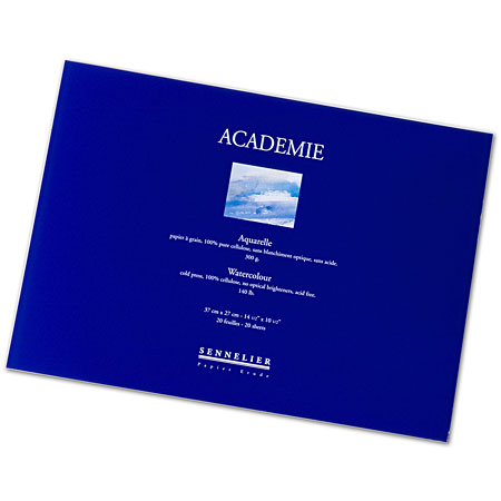 Sennelier Académie - Watercolour pad 20 sheets - 100% cellulose - 300g/m² - 3 formats - glued 4 sides
