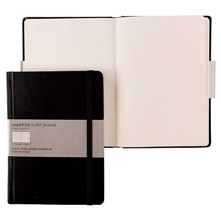 Seawhite Bullet Journal - carnet d'écriture - couverture rigide noire - 128 pages 130g/m² - 14.8x21cm (A5) - dots