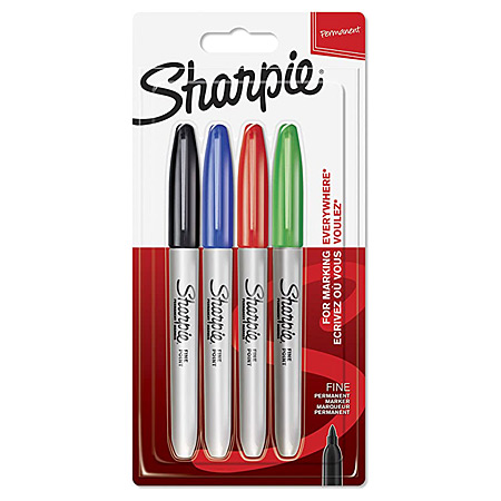 Sharpie 4 assorted permanent markers - fine tip