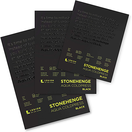 Legion Paper Stonehenge Aqua Black - aquarelblok - 15 zwarte vellen 100% katoen - 300gr/m²