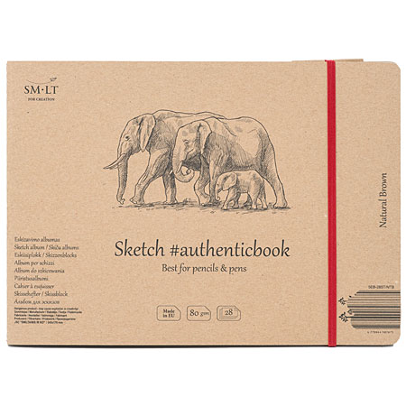 SM-LT Art #authenticbook - tekenalbum (bruin gerecycleerd papier) - kartonnen omslag - 28 vellen 135gr/m² - 24,5x17,6cm