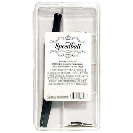Speedball Drawing Set - plastic doosje - 2 penhouders & 10 geassorteerde penpunten