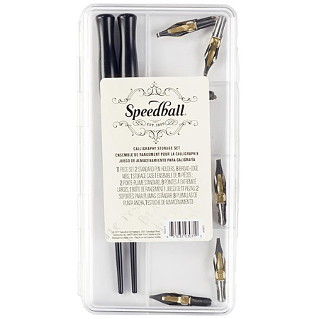 Speedball Calligraphy Set - plastic doosje - 2 penhouders & 8 geassorteerde penpunten