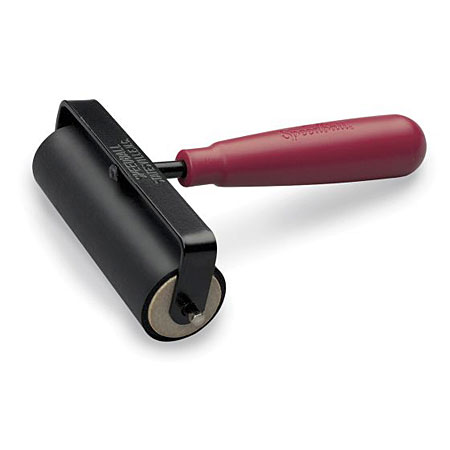 Speedball Inktrol in harde rubber - stalen kader - plastic handvat - 10cm
