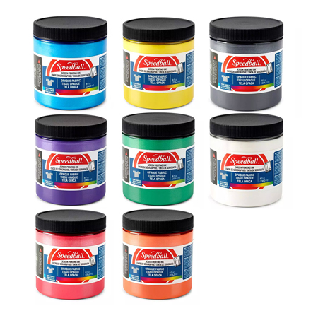 Speedball Opaque Fabric Screenprinting School Pack - assortiment de 8 pots 236ml d'encre opaque de sérigraphie pour tissu