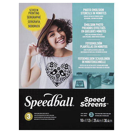 Speedball Speed Screens - paquet de 3 feuilles enduites d'émulsion photosensible - 25.4x30.4cm