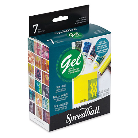 Speedball Gel Printing Kit - 1 gel printplaat, 4 tubes 37ml drukinkt, medium & 1 afdrukrol