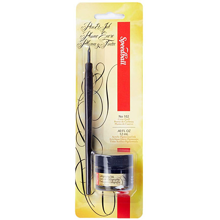 Speedball Pen & ink Set - 1 pen holder, 1 nib & 1x12ml bottle of black ink