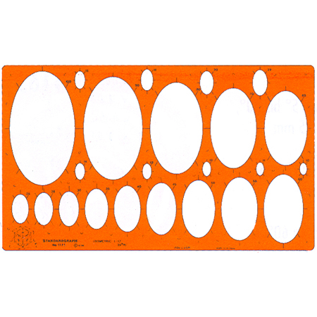 Standargraph Isometric - plastic tekensjabloon - 340x200x1,2mm - ellipsen