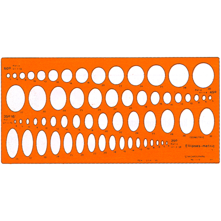 Standardgraph Plastic template - 260x125x1mm - ellipses