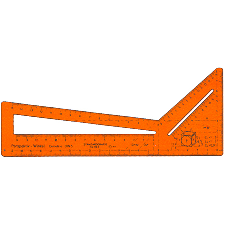 Standargraph - Plastic tekensjabloon - 225x90x1,5mm - perspectief driehoek